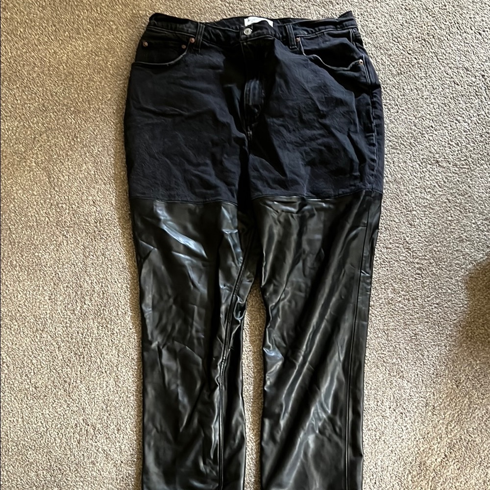 Abercrombie & Fitch Black Denim & Leather Pants